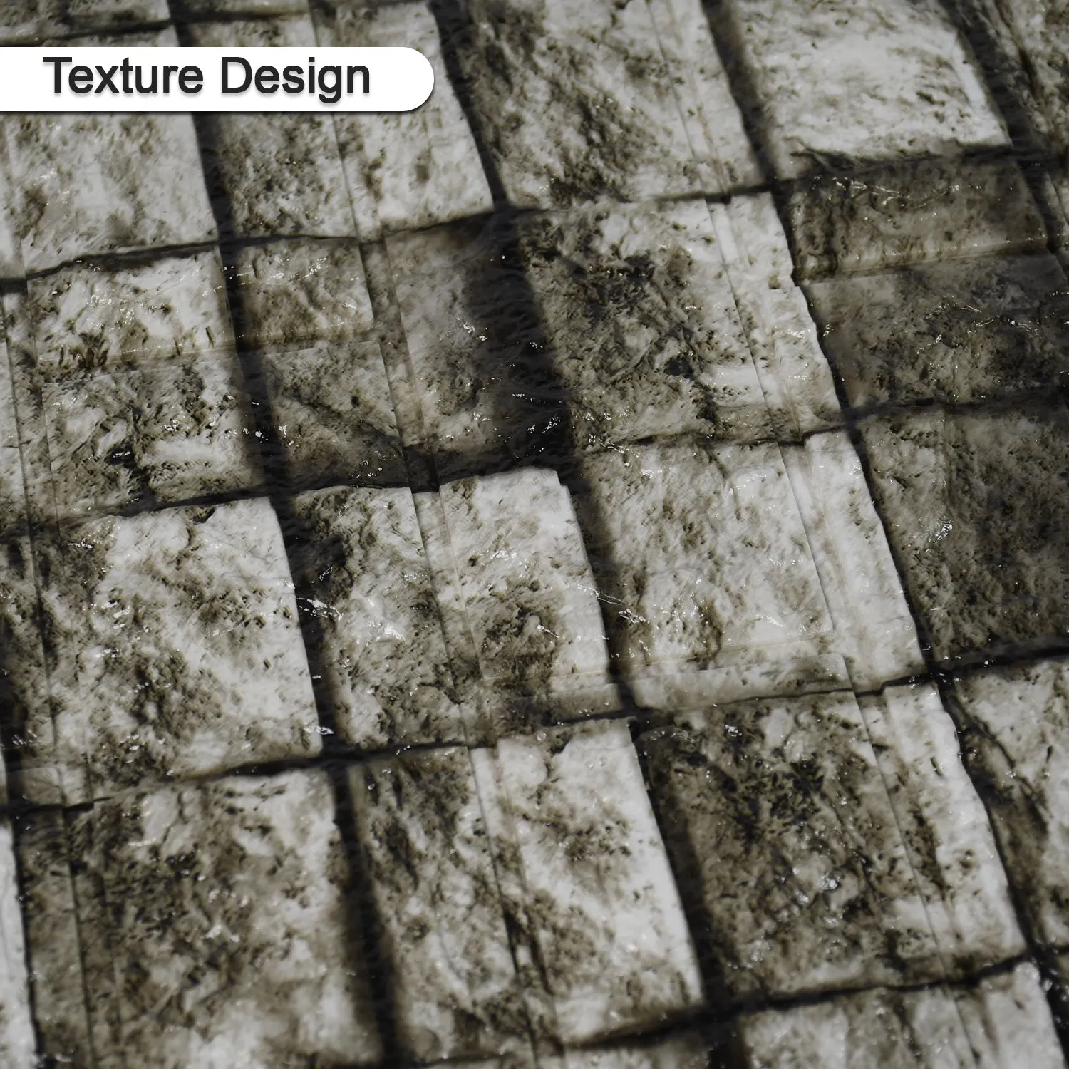 9281 Stone Design Wallpaper 3D Foam Wallpaper Sticker Panels I Ceiling Wallpaper For Living Room Bedroom I Furniture, Door I Foam Tiles (Square Design)