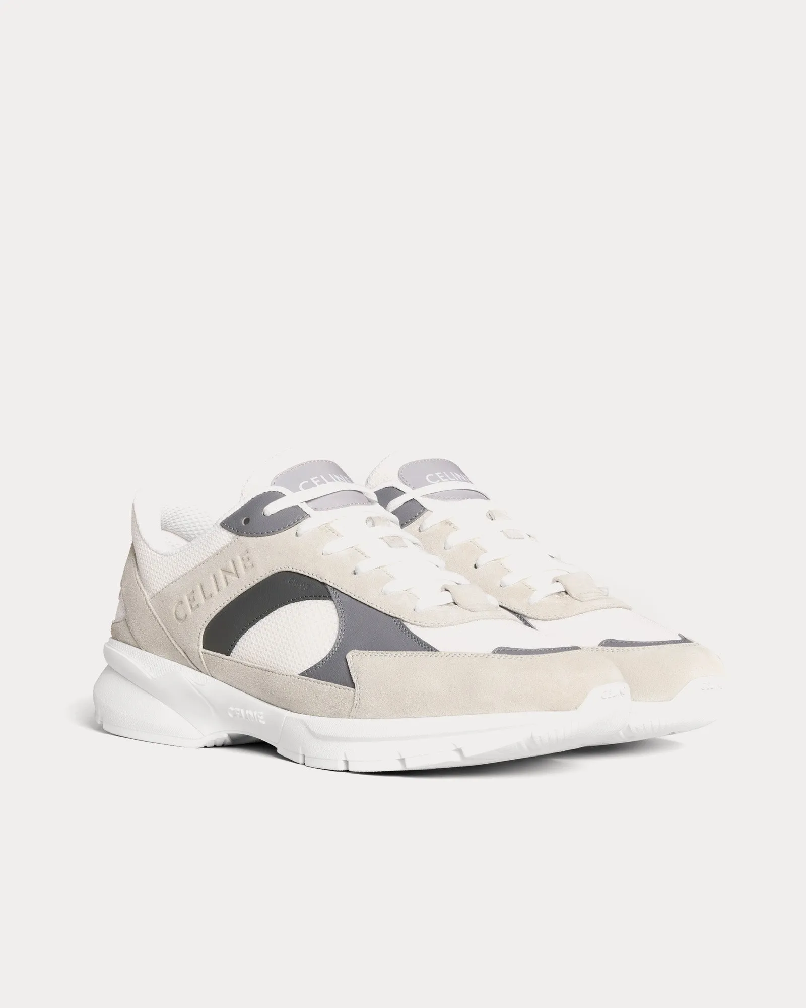CR-03 Runner Mesh, Suede & Calfskin Grey Low Top Sneakers