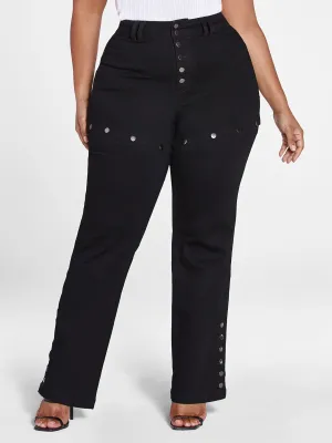 Fashion To Figure - High Rise Snap Button Straight Leg Jeans