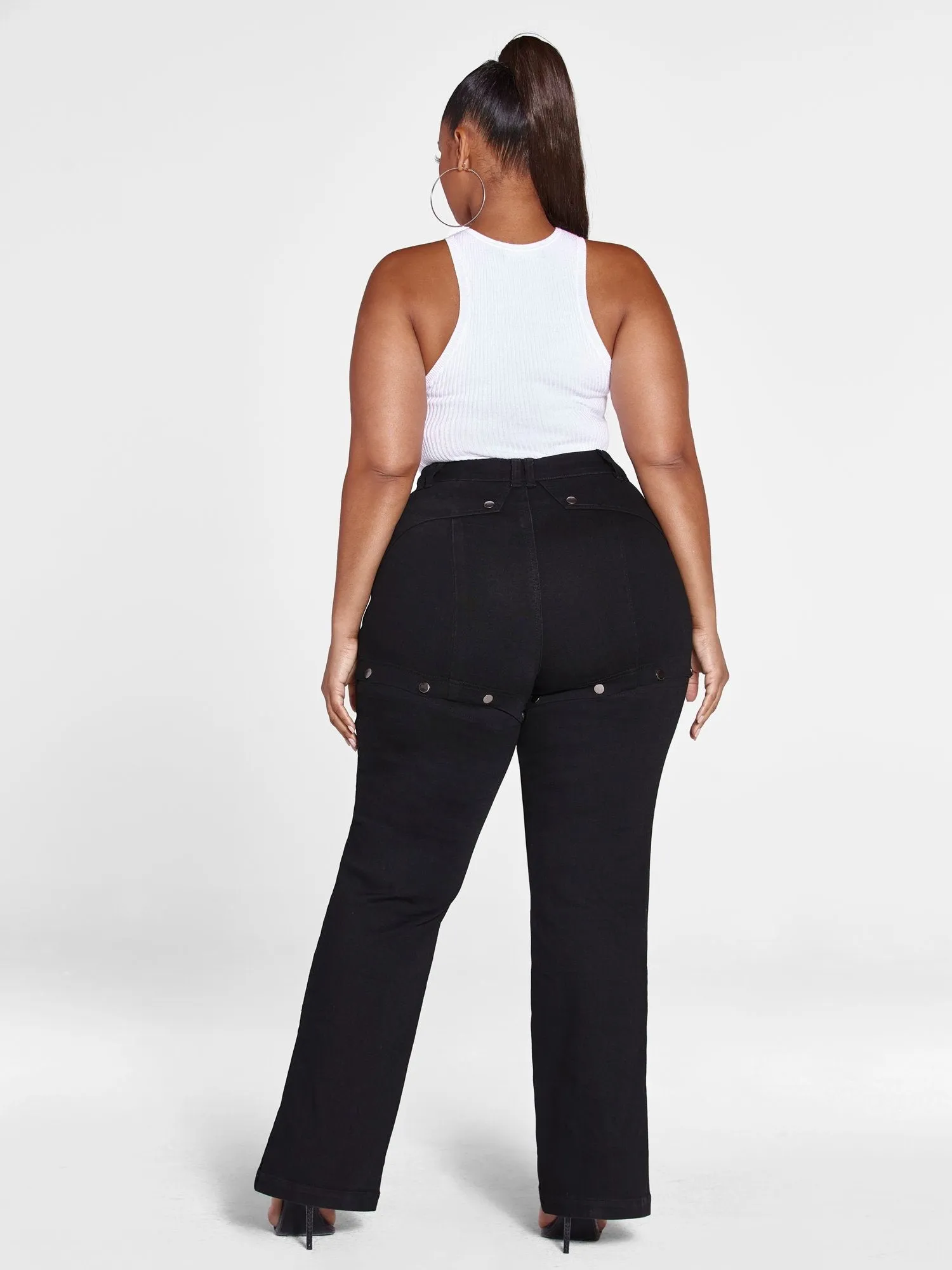 Fashion To Figure - High Rise Snap Button Straight Leg Jeans