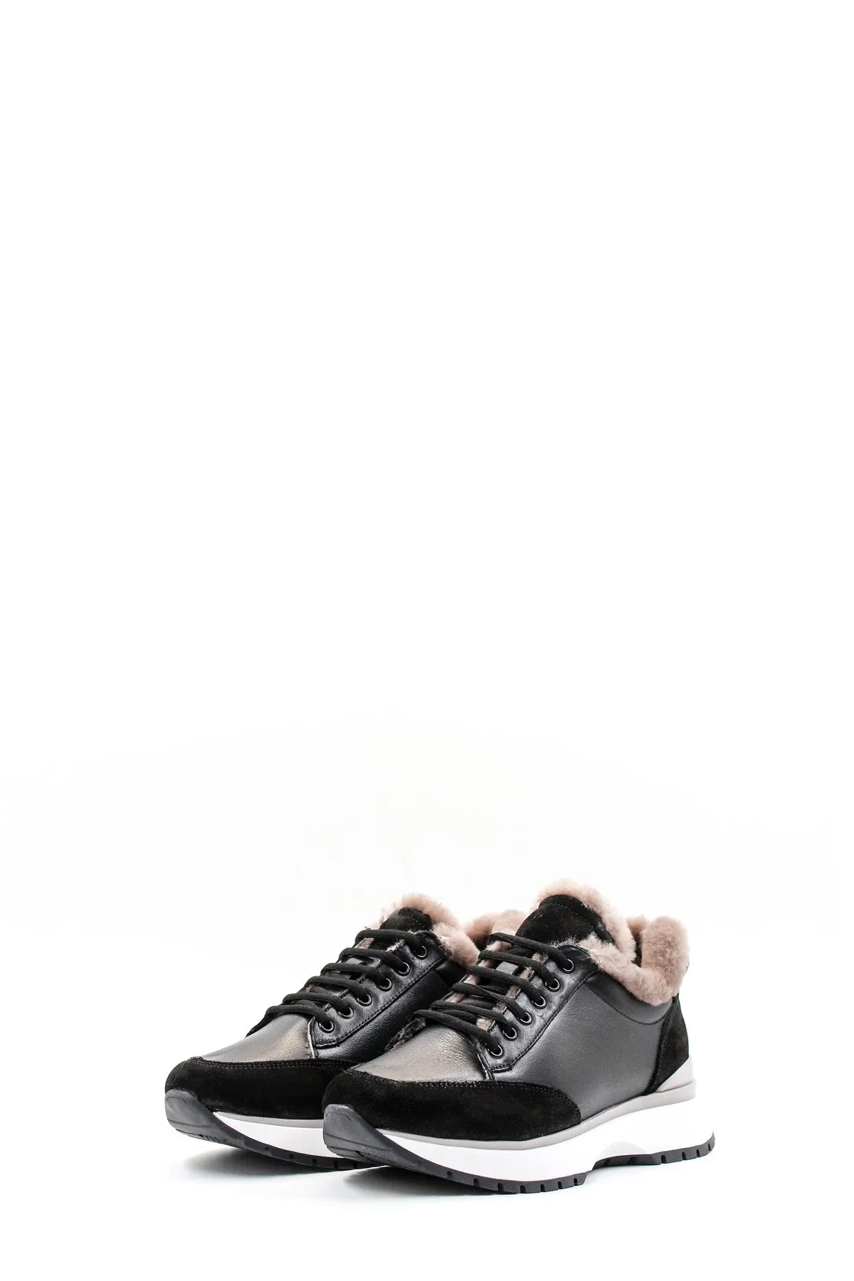 FST Genuine Leather Fur-lined Women's Casual Shoes 863KZA7035 Black - Rozzano