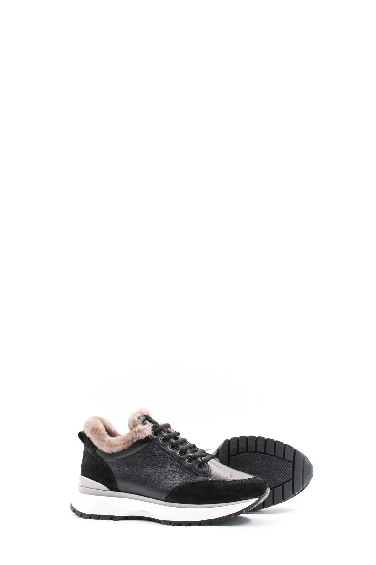 FST Genuine Leather Fur-lined Women's Casual Shoes 863KZA7035 Black - Rozzano