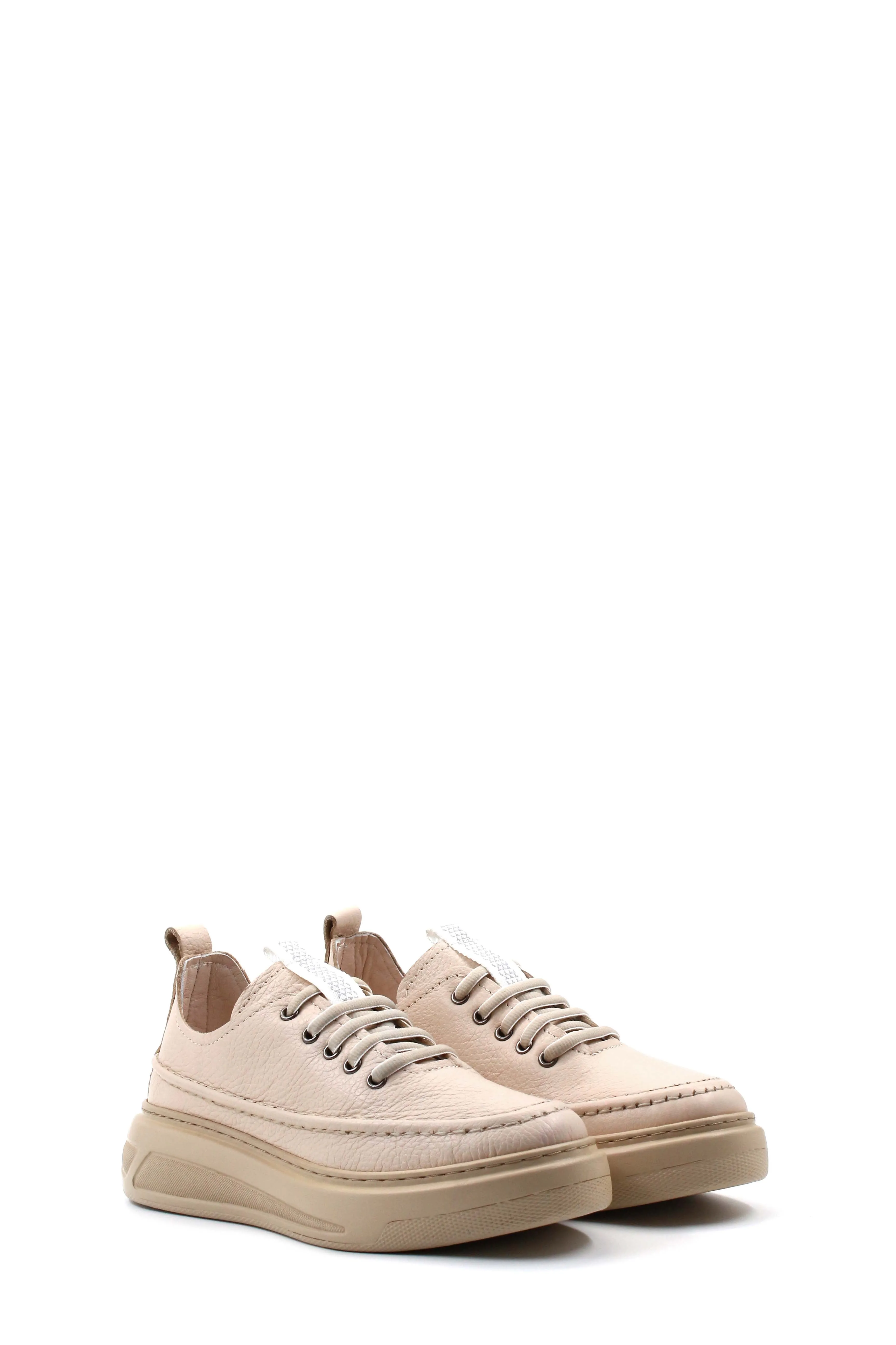 FST Genuine Leather Women's Casual Shoes 583ZA2463 Beige Floter - Aloha