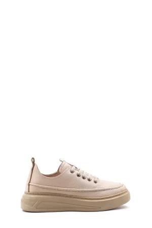 FST Genuine Leather Women's Casual Shoes 583ZA2463 Beige Floter - Aloha
