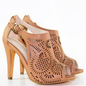 Peep Toe Buckle Open Toe Cutout Sandals
