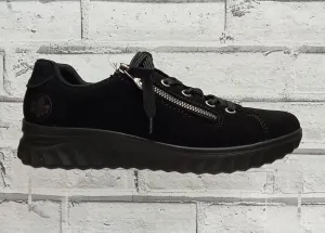 RIEKER - 59000-00 - ZIP/LACE Water Resistant SHOE - Black